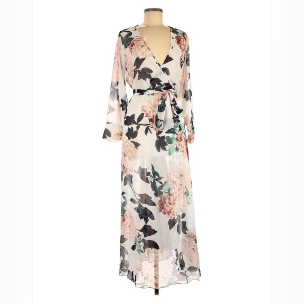 Kate and Lily Floral Wrap Dress in Pink and Green